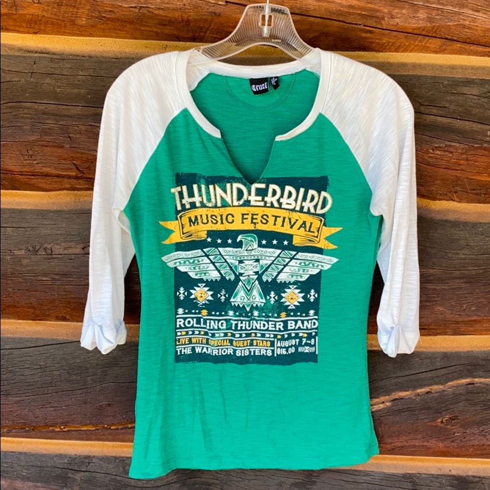 Cruel Girl green baseball graphic tee